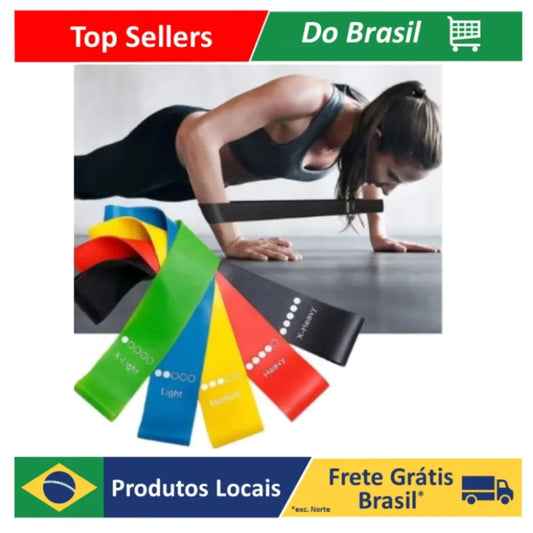Kit com 5 Faixas Elásticas Thera Mini Band – Fisioterapia, Multifuncional, Crossfit