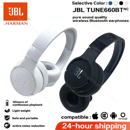 Fone de Ouvido JBL Tune 660NC Original Sem Fio (Wireless), On-Ear, Bluetooth, com Cancelamento de Ruído, para Jogos (Gaming) e Esportes, Headset com Viva-Voz (Handsfree), T660NC
