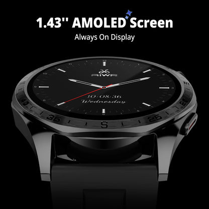 Smartwatch AIWR Peps 1R, Android, GPS, tela AMOLED de 1,43”, mostradores com IA, monitor de frequência cardíaca e sono, resistente à água 5ATM, compatível com Android e iOS.